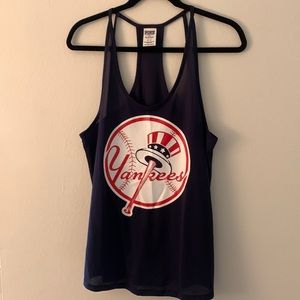 VS Pink Navy Yankees Tank Medium